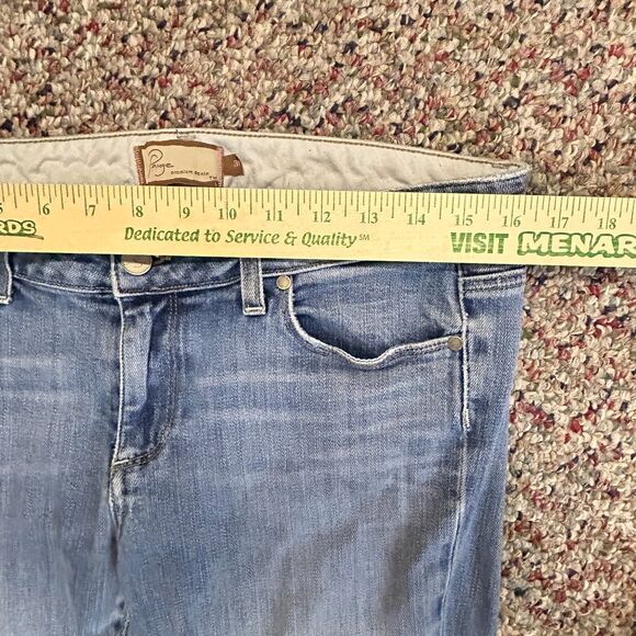Paige Hollywood Hills Blue Light-Med Wash Lower Rise Flared Bootcut Jeans Sz 31 - Picture 10 of 14